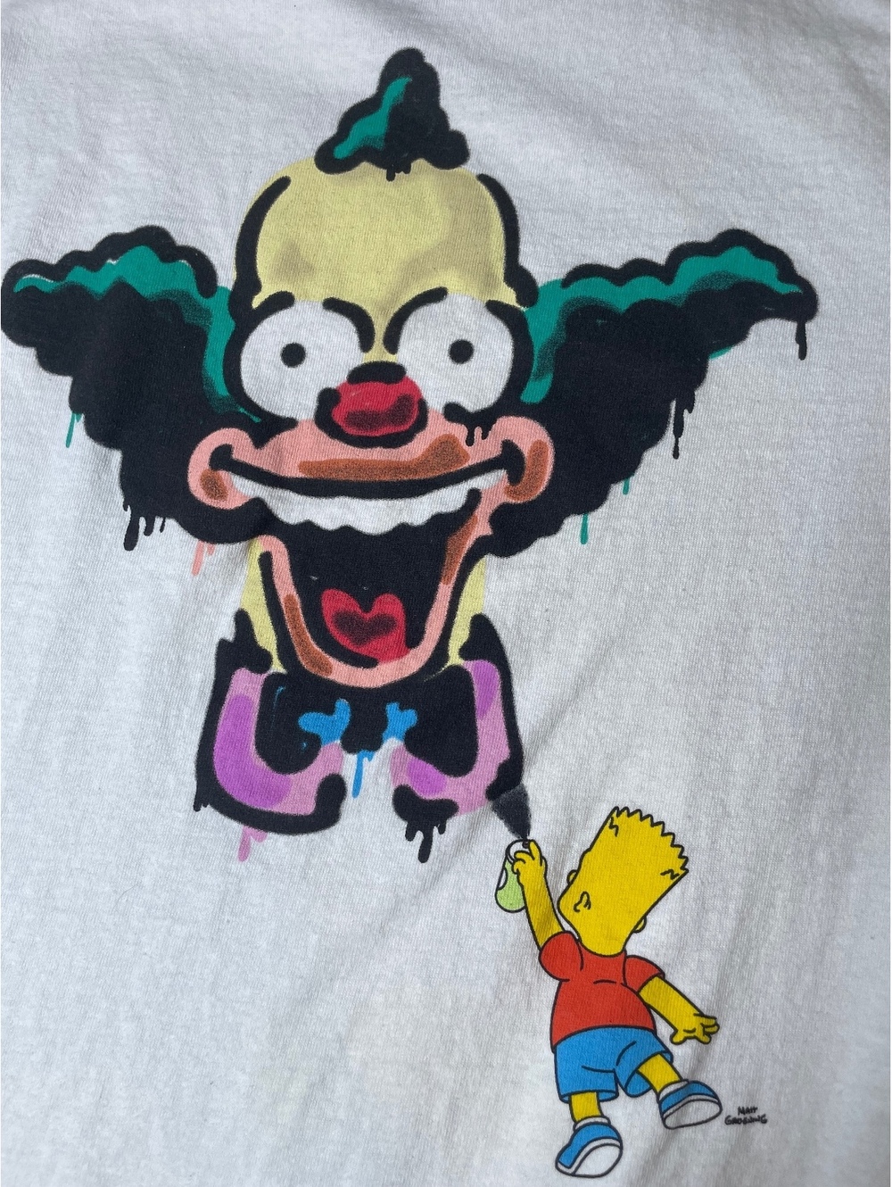 The Simpsons 90s Krusty The Clown and Bart White Graphic Tee Womens Small- 146 - Picture 2 of 7